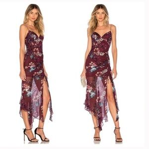 NICHOLAS Silk Floral‎ Dress High Slit Size 4